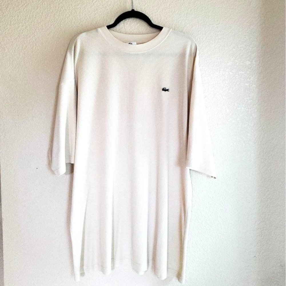 Lacoste Mens Thermal Shirt Henley  Big & Tall Short Sleeve  7 XL Cream - Picture 6 of 6